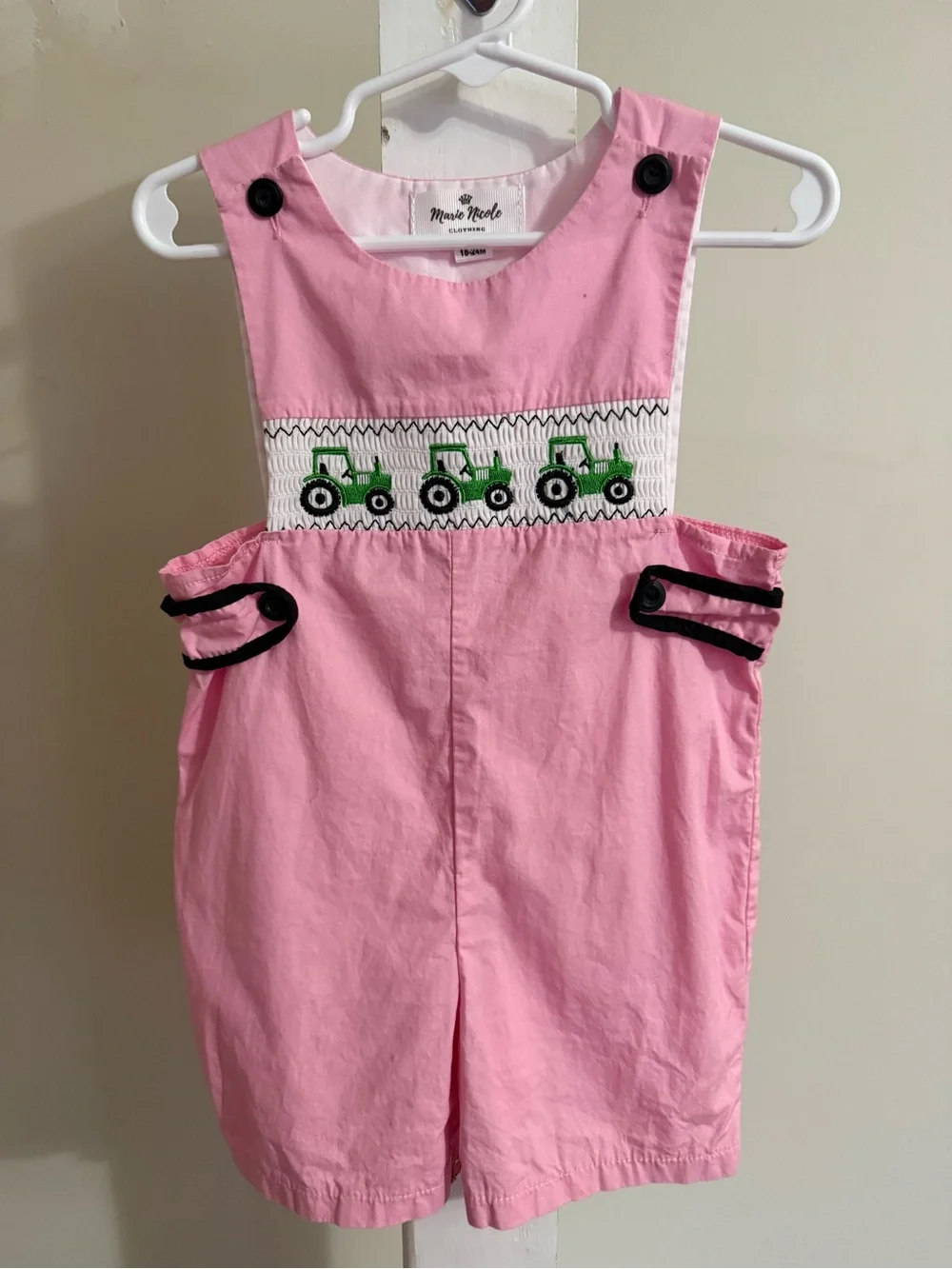 Marie Nicole Smocked Tractor Romper